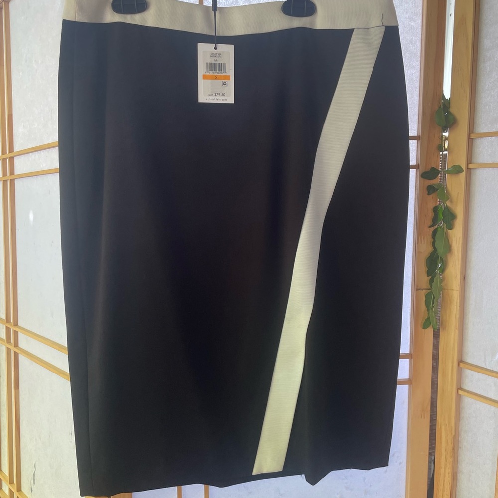 Calvin Klein Black Pencil Skirt with Cream Accent